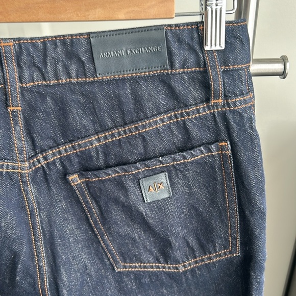Armani Exchange Hi Waist Cuff Straight Ankle Dark Wash Jeans Women size 27 - Picture 11 of 17